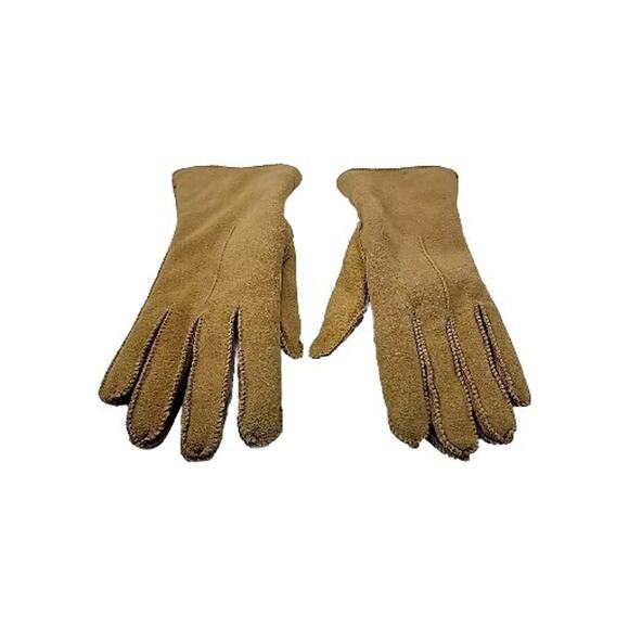 Betmar Suede Genuine Leather Tan Faux Shearling Lined Gloves Sz Large - Picture 1 of 9